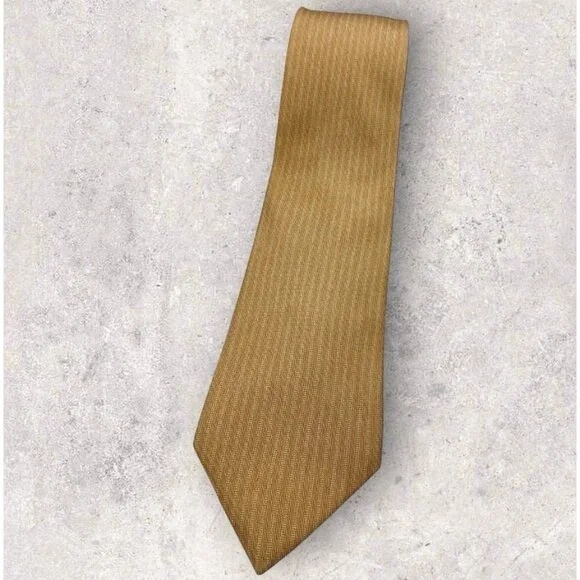 HERMÈS 148 TA Silk Tie FRANCE Beige Striped Geometric W:3.5" EUC - Picture 1 of 6